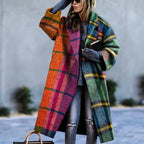Manteau oversize femme coupe ample, unis ou à motifs, du S au L, quadrillé multicolore