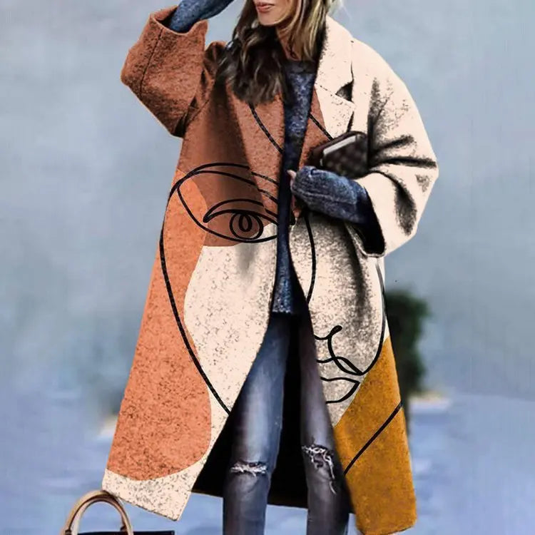 Manteau oversize femme coupe ample, unis ou à motifs, du S au L, orange