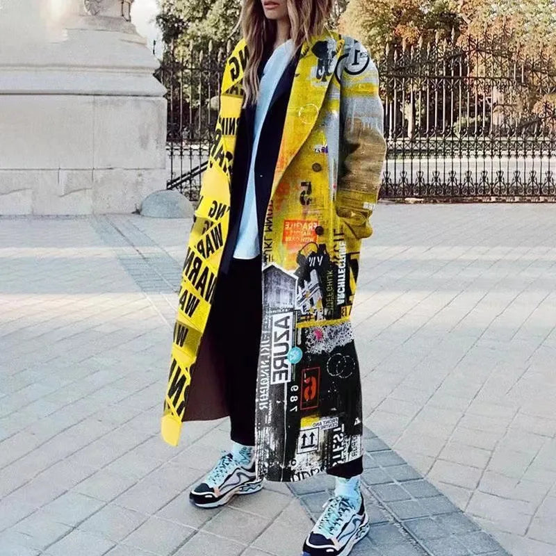 Manteau oversize femme coupe ample, unis ou à motifs, du S au L, jaune