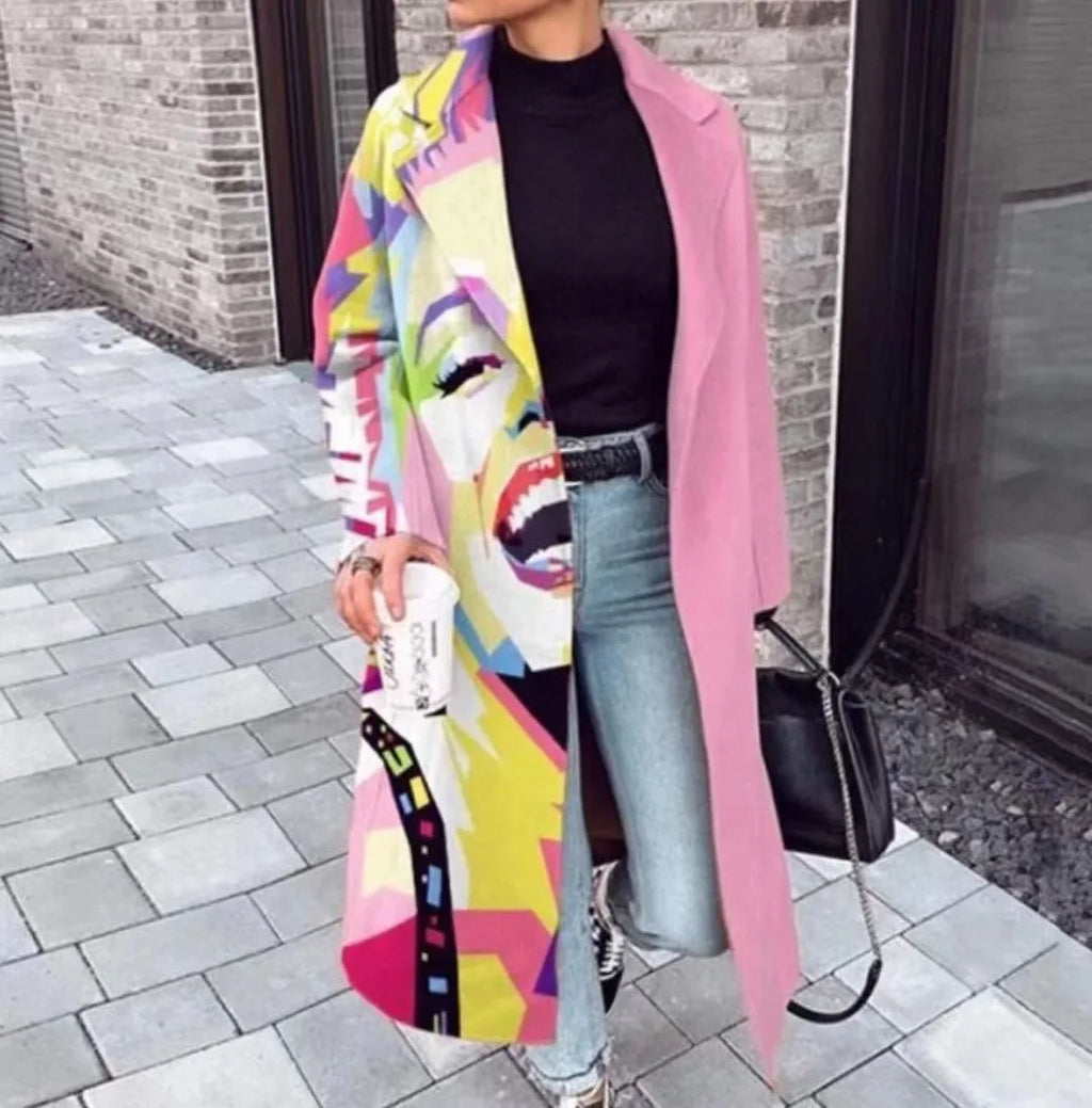 Manteau oversize femme coupe ample, unis ou à motifs, du S au L, rose
