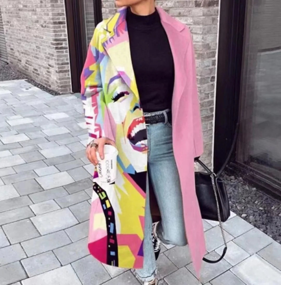 Manteau oversize femme coupe ample, unis ou à motifs, du S au L, rose
