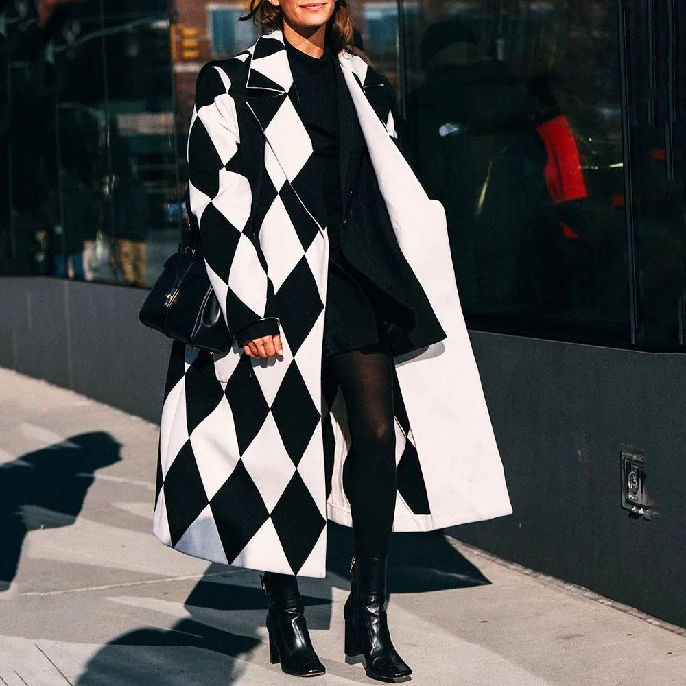 Manteau oversize femme coupe ample, unis ou à motifs, du S au L, carreaux