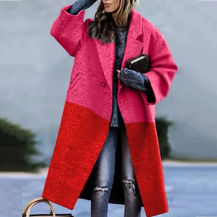 Manteau oversize femme coupe ample, unis ou à motifs, du S au L, rouge
