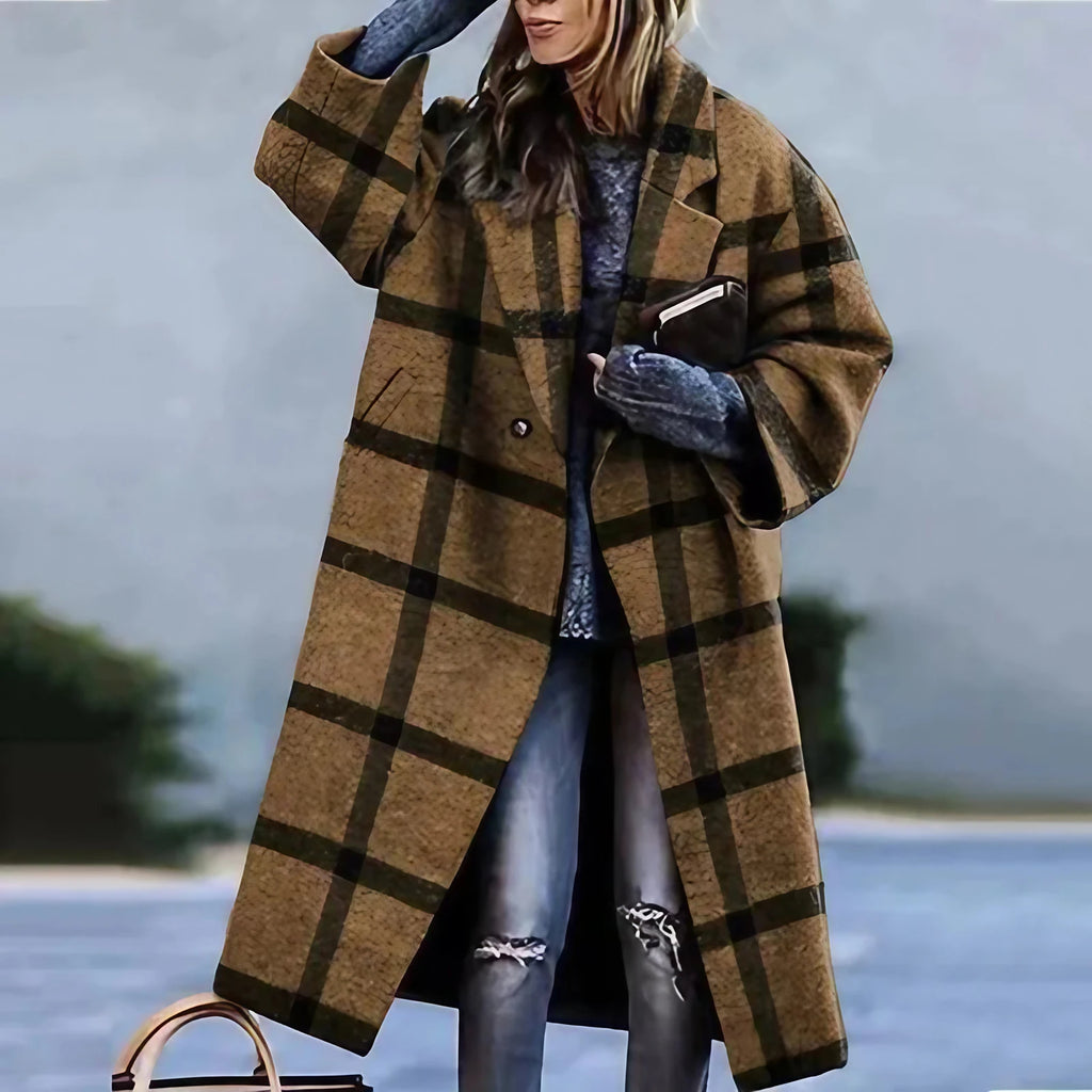 Manteau oversize femme coupe ample, unis ou à motifs, du S au L, marron foncé