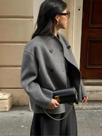 Manteau oversize femme boutonné, marron ou gris
