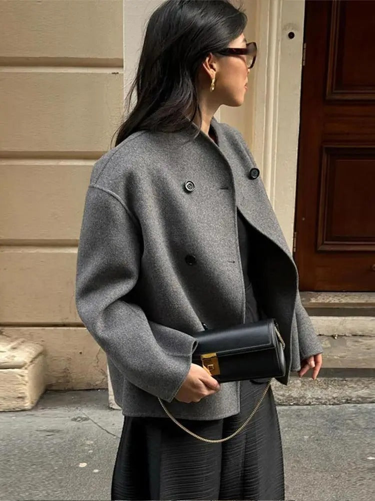 Manteau oversize femme boutonné, marron ou gris