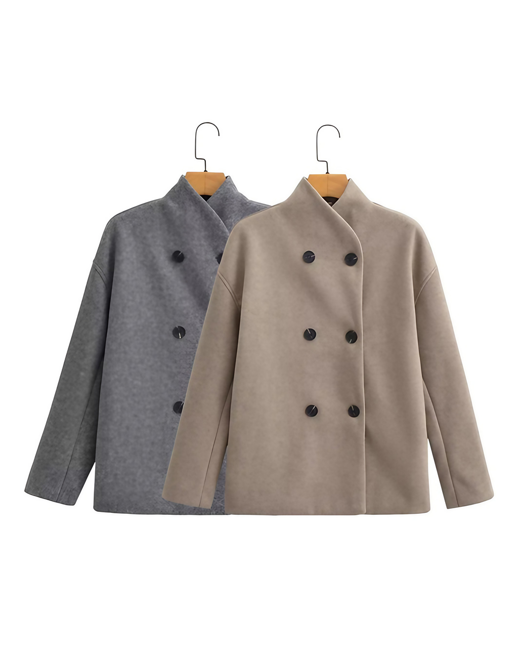 Manteau oversize femme boutonné, marron ou gris