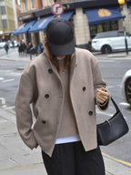 Manteau oversize femme boutonné, marron ou gris