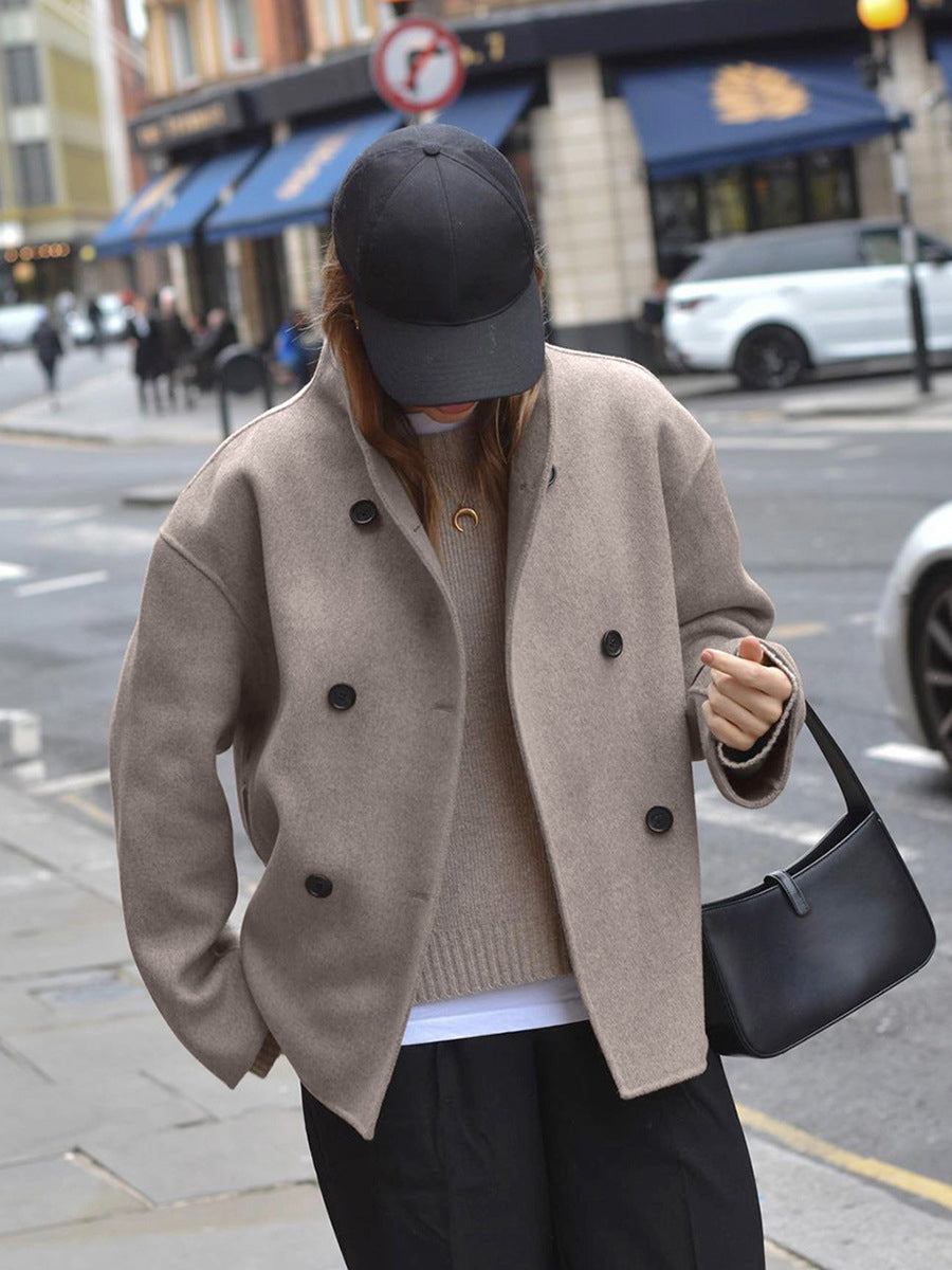 Manteau oversize femme boutonné, marron ou gris