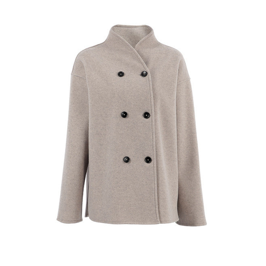 Manteau oversize femme boutonné, marron ou gris