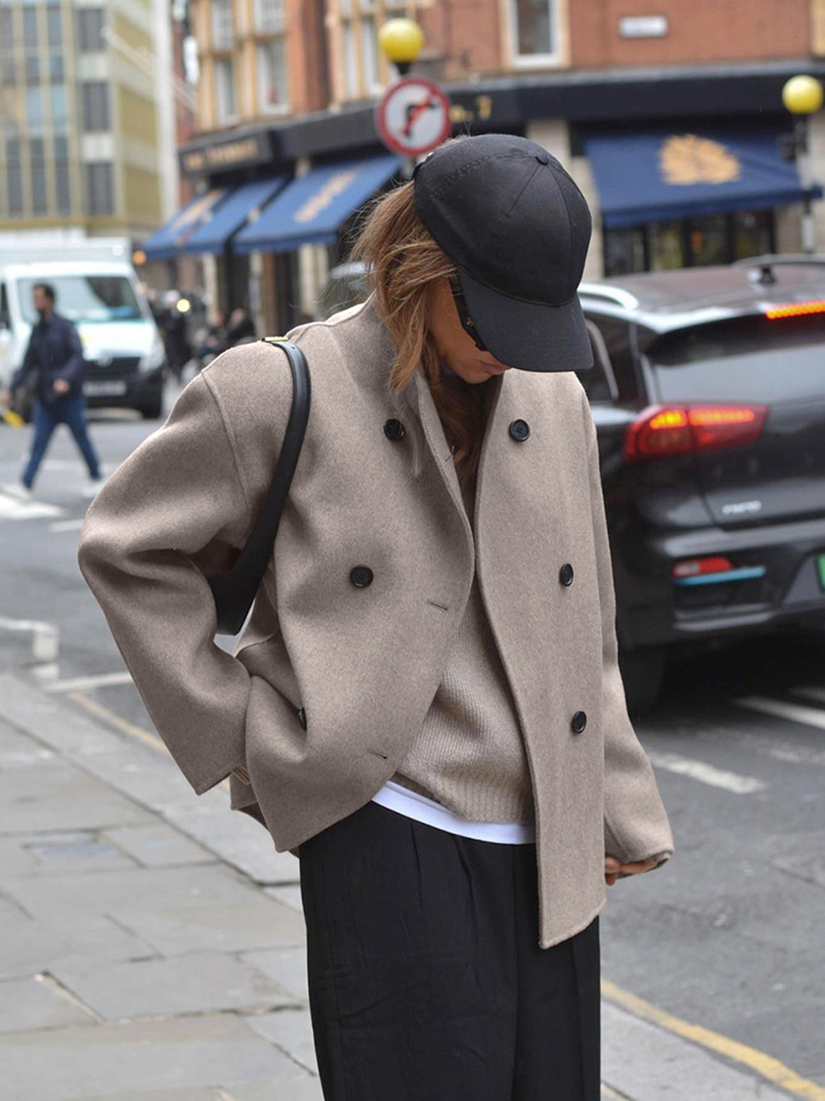 Manteau oversize femme boutonné, marron ou gris