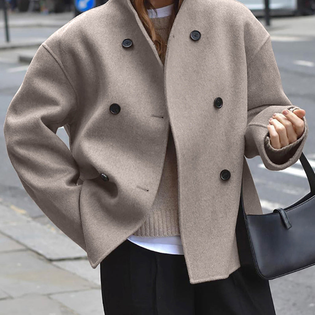 Manteau oversize femme boutonné, marron ou gris