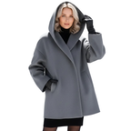 Manteau oversize femme à revers larges, entièrement doublé, gris