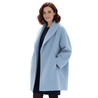 Manteau oversize femme à revers larges, entièrement doublé, bleu