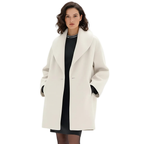 Manteau oversize femme à revers larges, entièrement doublé, blanc
