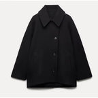 Manteau oversize femme boutonné, doublure contrastée, du XS au L