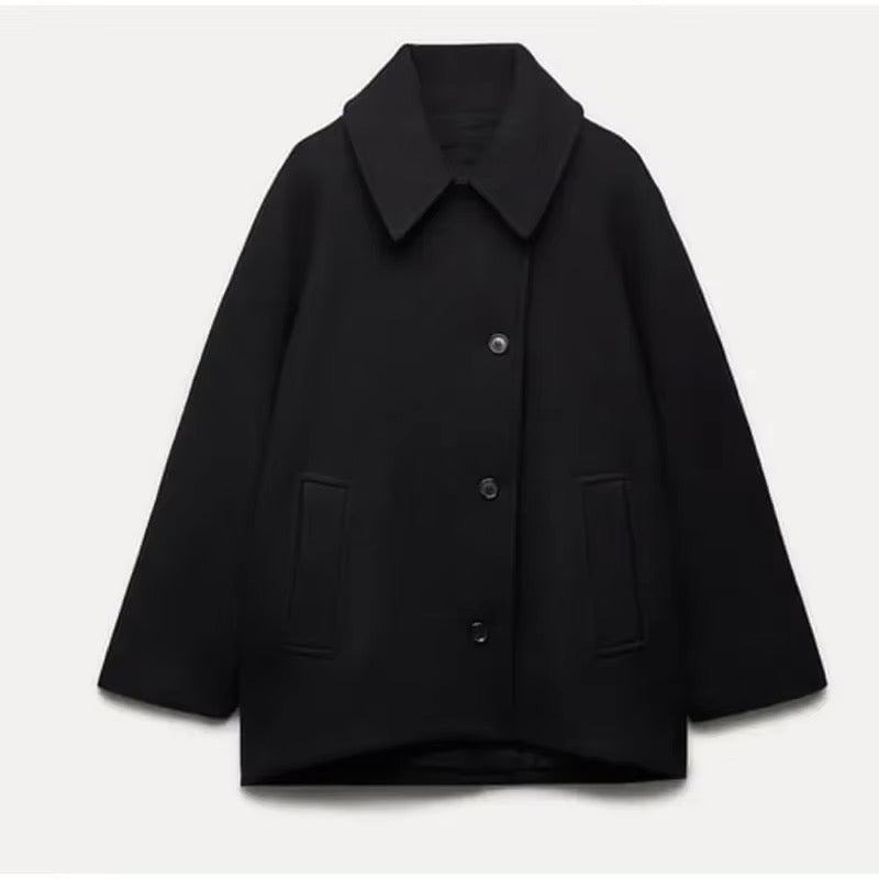 Manteau oversize femme boutonné, doublure contrastée, du XS au L