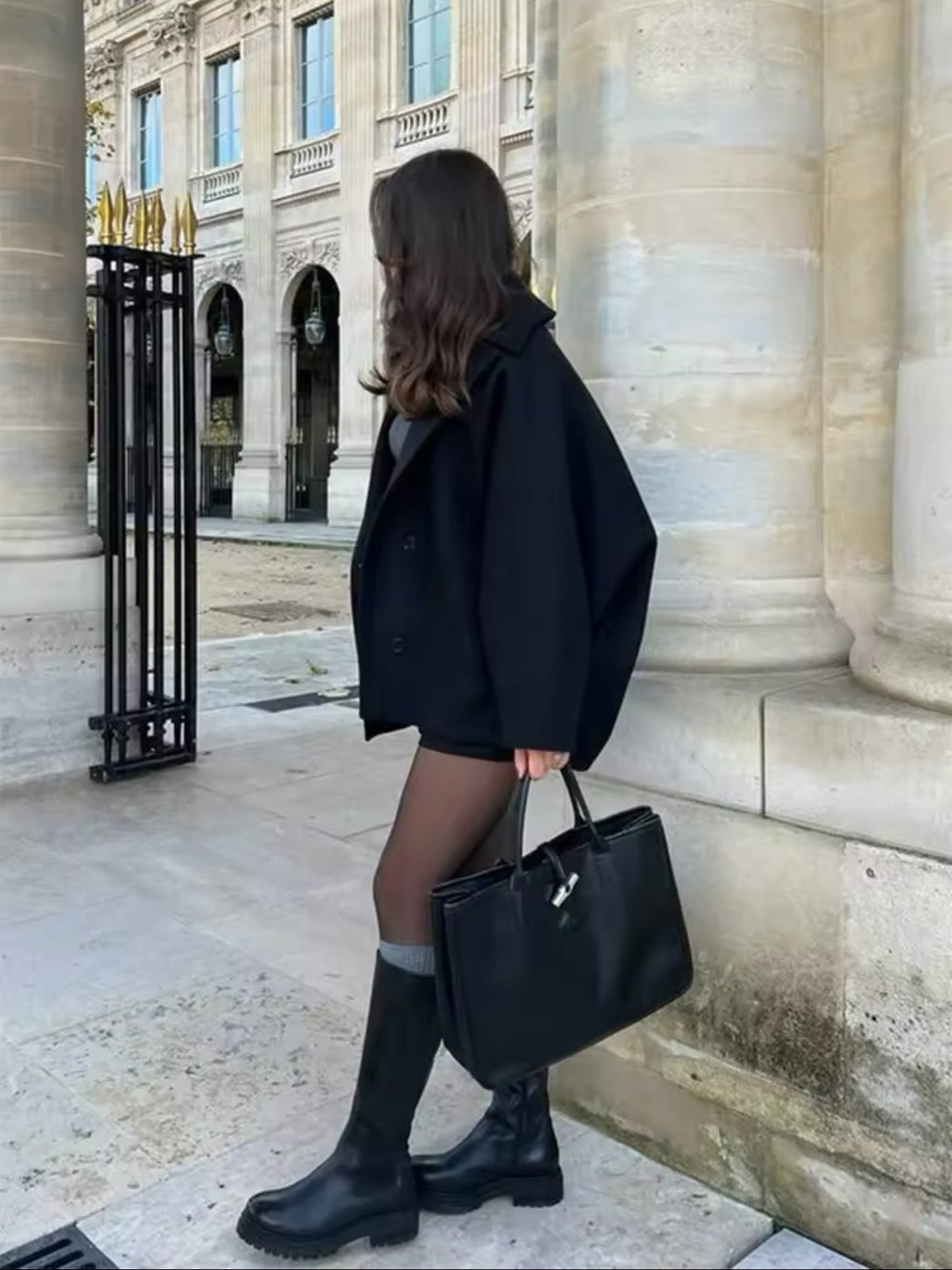 Manteau oversize femme boutonné, doublure contrastée, du XS au L