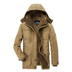 Manteau d'hiver homme à capuche, finition déperlante, du XS au 5XL, kaki
