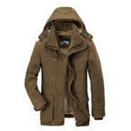 Manteau d'hiver homme à capuche, finition déperlante, du XS au 5XL, marron
