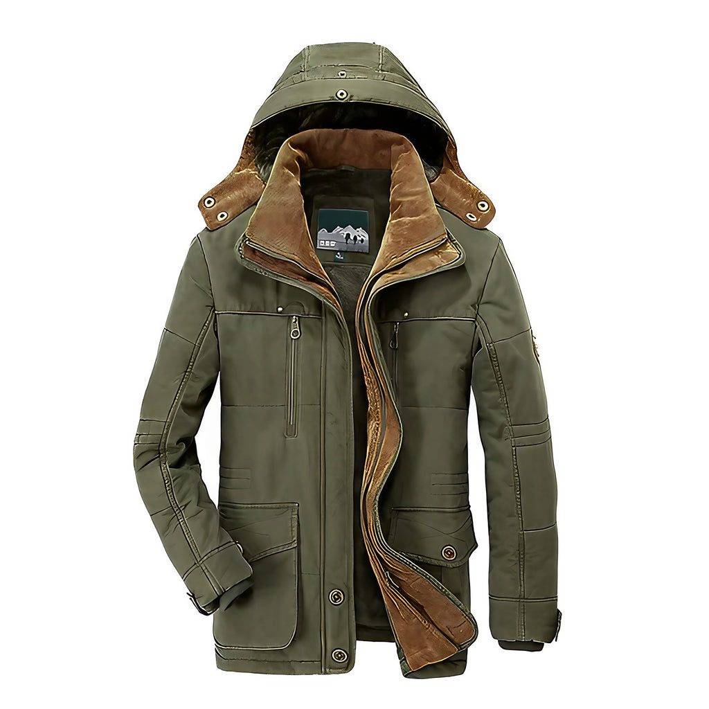 Manteau d'hiver homme à capuche, finition déperlante, du XS au 5XL, vert
