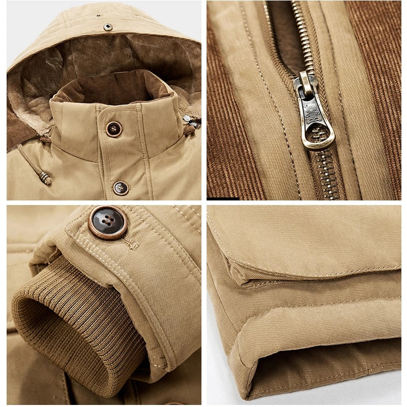 Manteau d'hiver homme à capuche, finition déperlante, du XS au 5XL