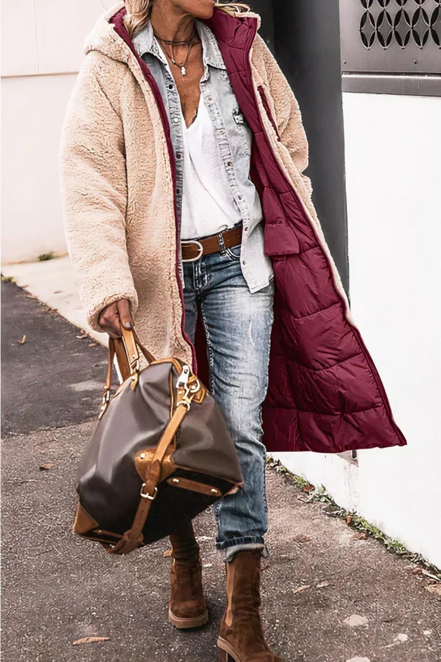 Manteau réversible femme, deux faces à porter, du XS au 3XL