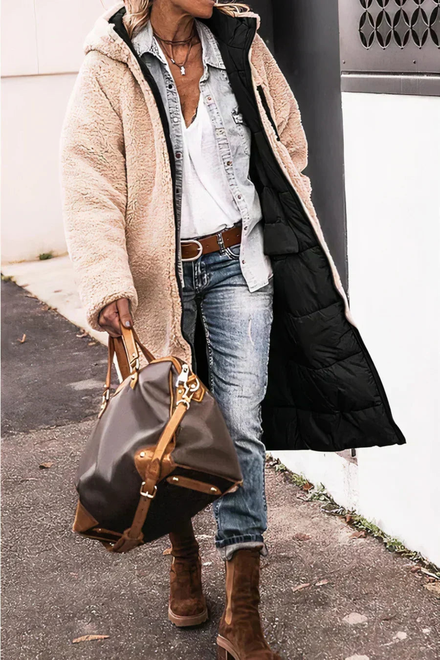 Manteau réversible femme, deux faces à porter, du XS au 3XL