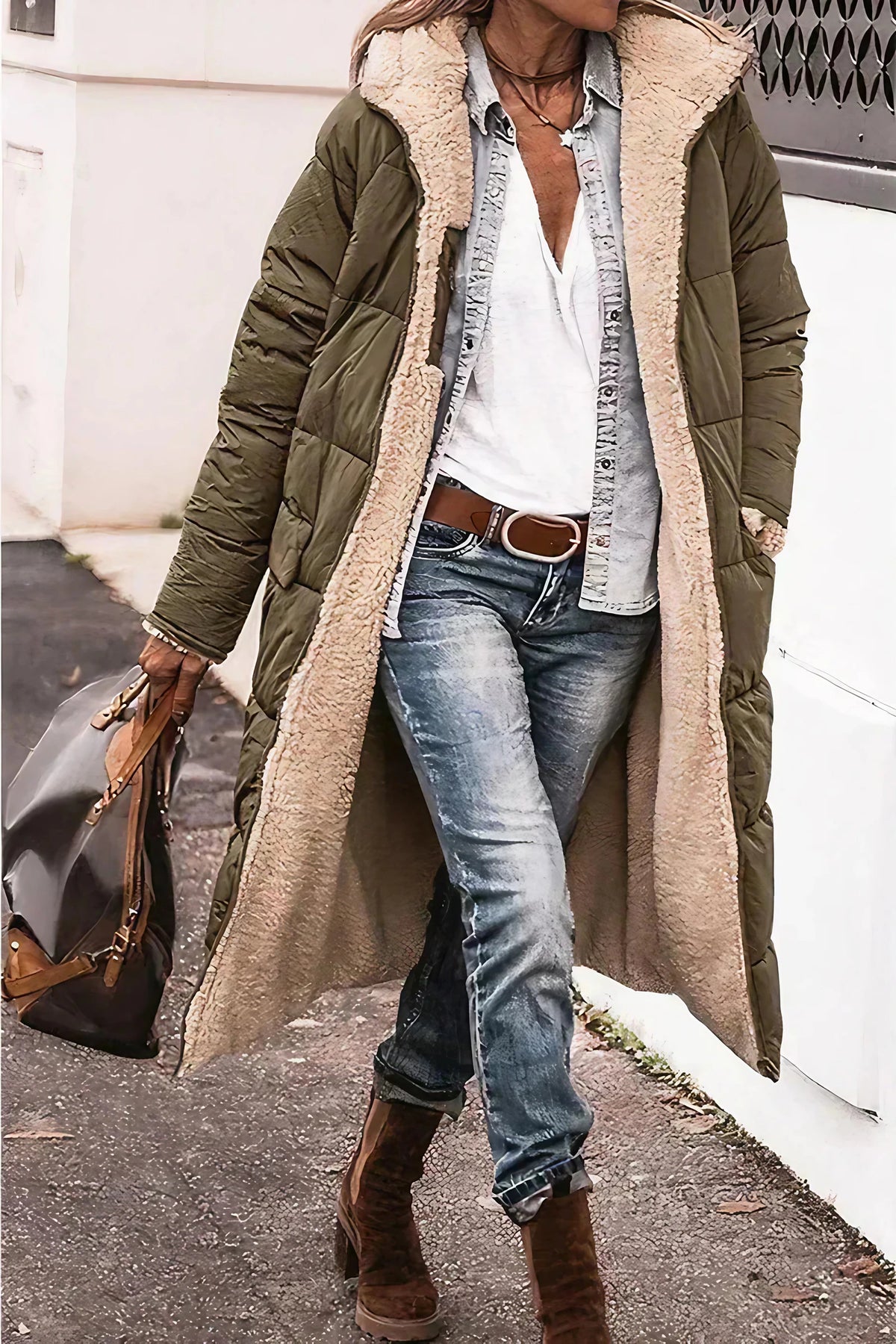 Manteau réversible femme, deux faces à porter, du XS au 3XL, vert