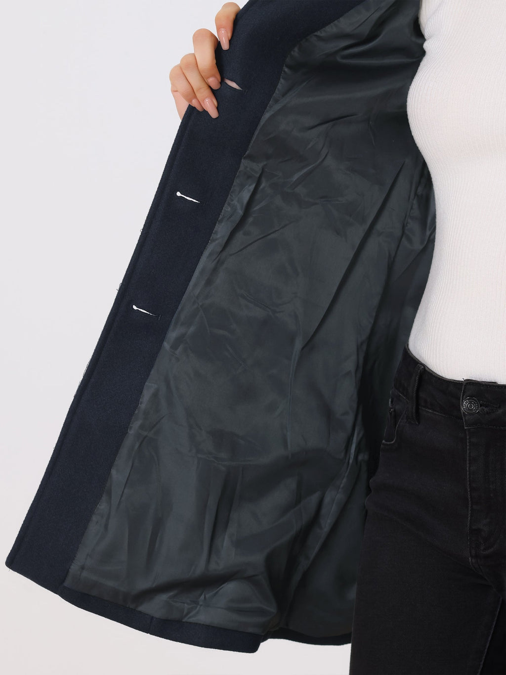 Trench coat femme d'hiver à simple boutonnage, coupe ajustée