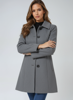 Trench coat femme d'hiver à simple boutonnage, coupe ajustée