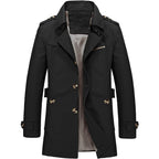 Trench homme croisé à épaulettes, coupe structurée, du S au 4XL, noir