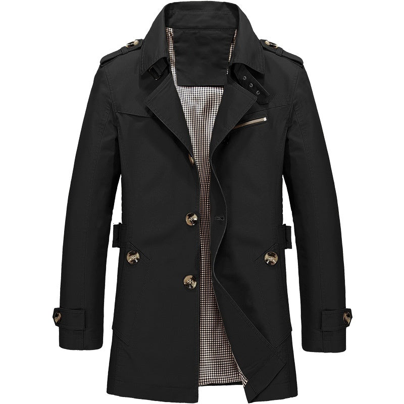 Trench homme croisé à épaulettes, coupe structurée, du S au 4XL, noir