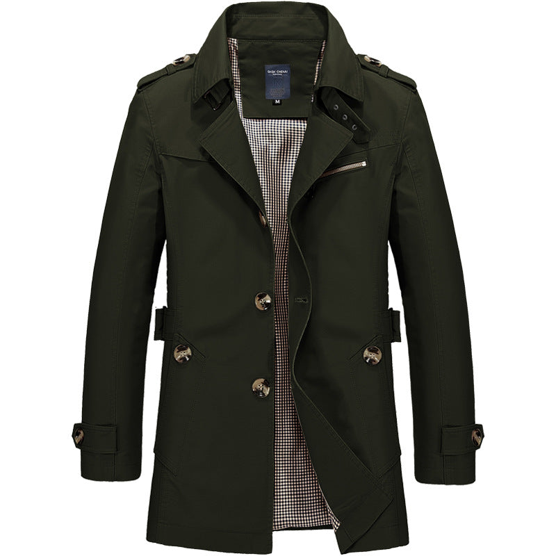 Trench homme croisé à épaulettes, coupe structurée, du S au 4XL, vert