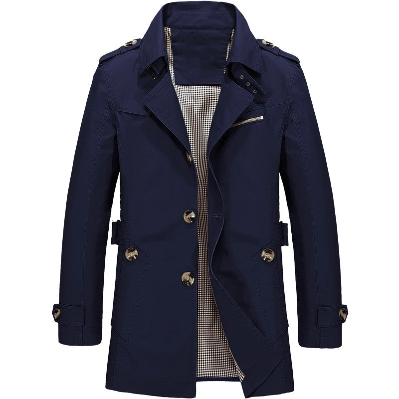 Trench homme croisé à épaulettes, coupe structurée, du S au 4XL, bleu
