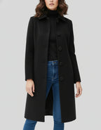 Trench d'hiver femme doublé, simple boutonnage, du S au 4XL, noir