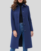 Trench d'hiver femme doublé, simple boutonnage, du S au 4XL, bleu foncé