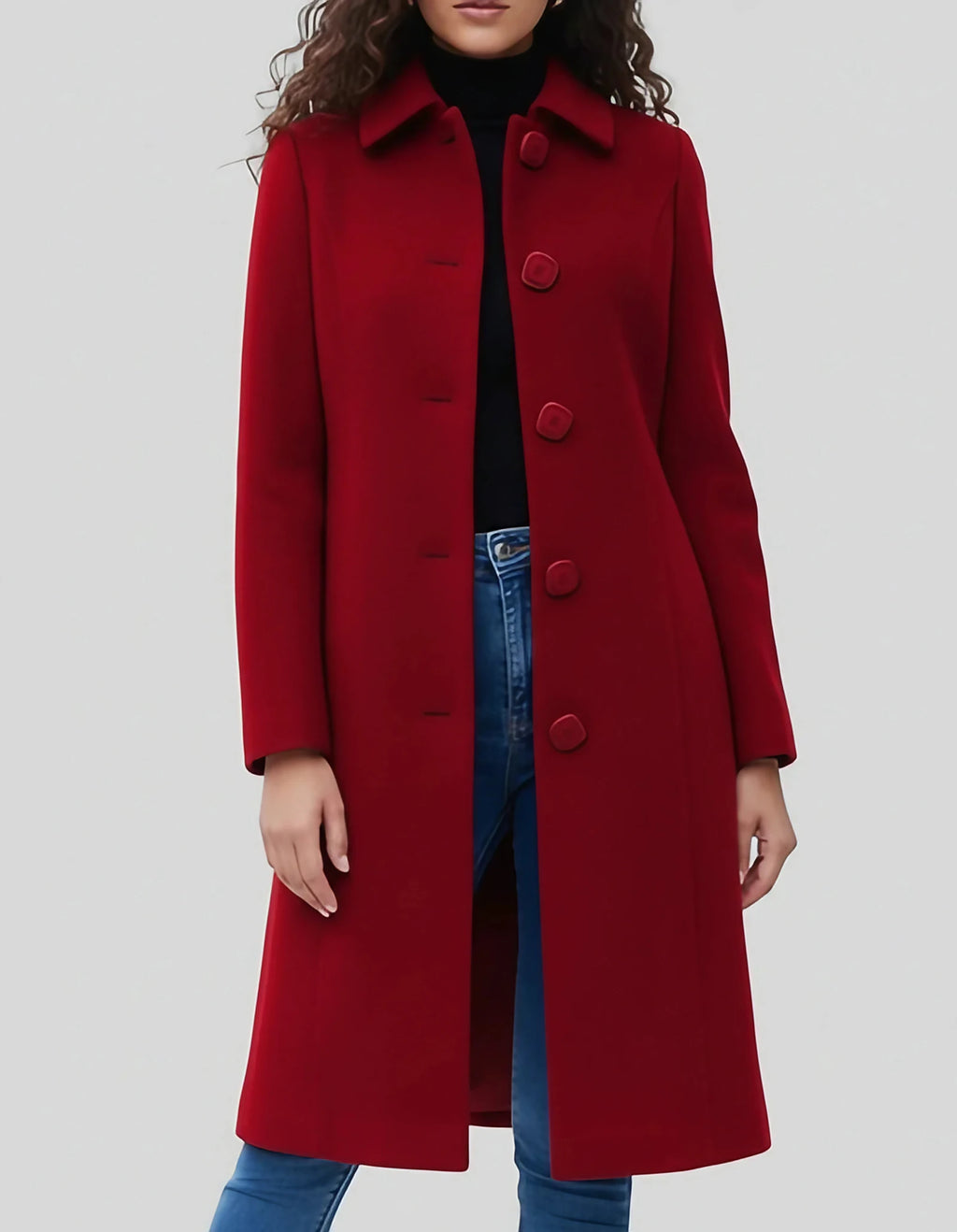 Trench d'hiver femme doublé, simple boutonnage, du S au 4XL, rouge foncé
