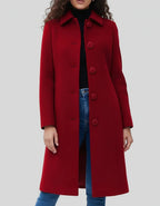 Trench d'hiver femme doublé, simple boutonnage, du S au 4XL, rouge foncé
