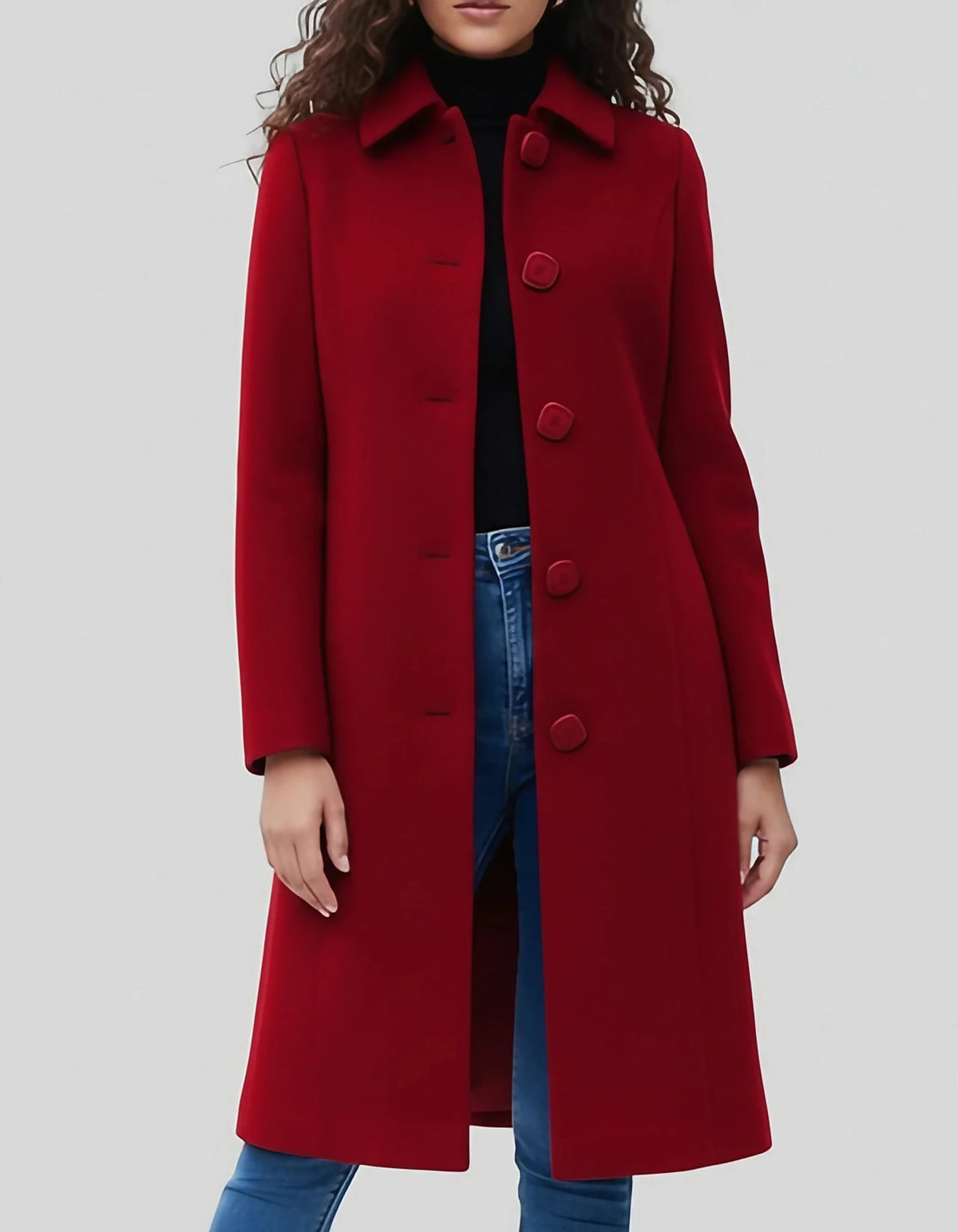 Trench d'hiver femme doublé, simple boutonnage, du S au 4XL, rouge foncé