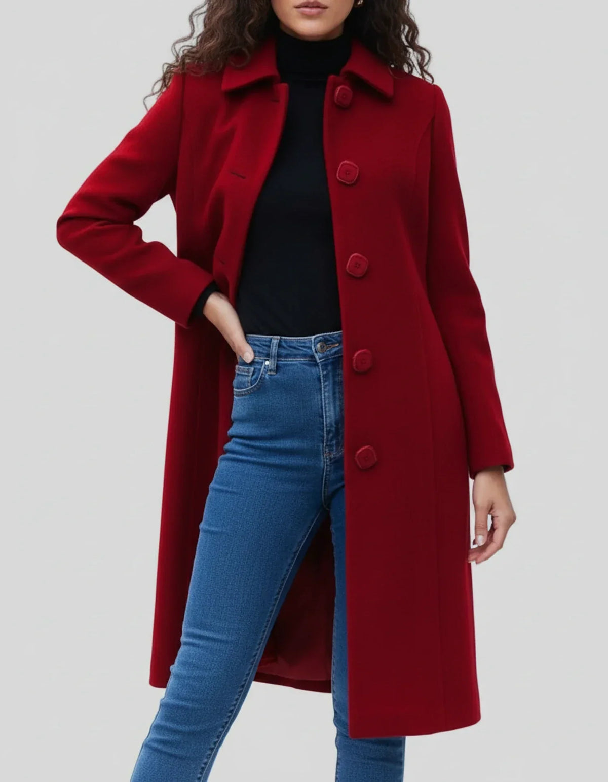 Trench d'hiver femme doublé, simple boutonnage, du S au 4XL