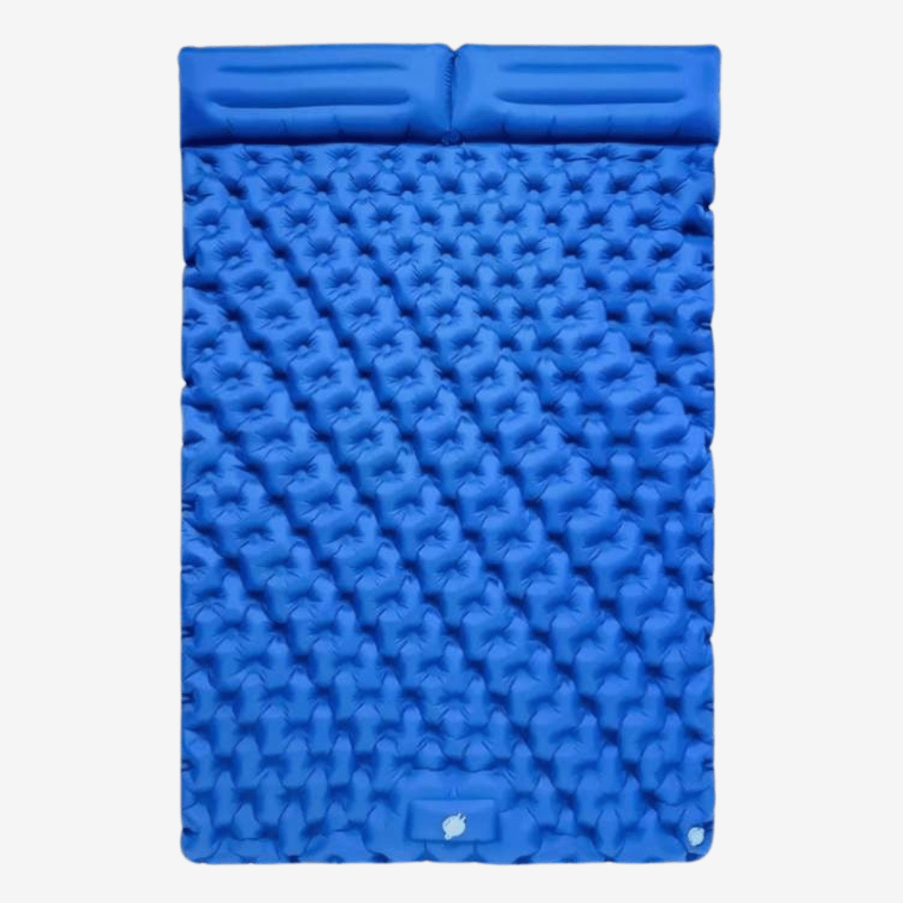 Matelas gonflable de camping à pompe à pied intégrée, 1,4 kg, bleu clair