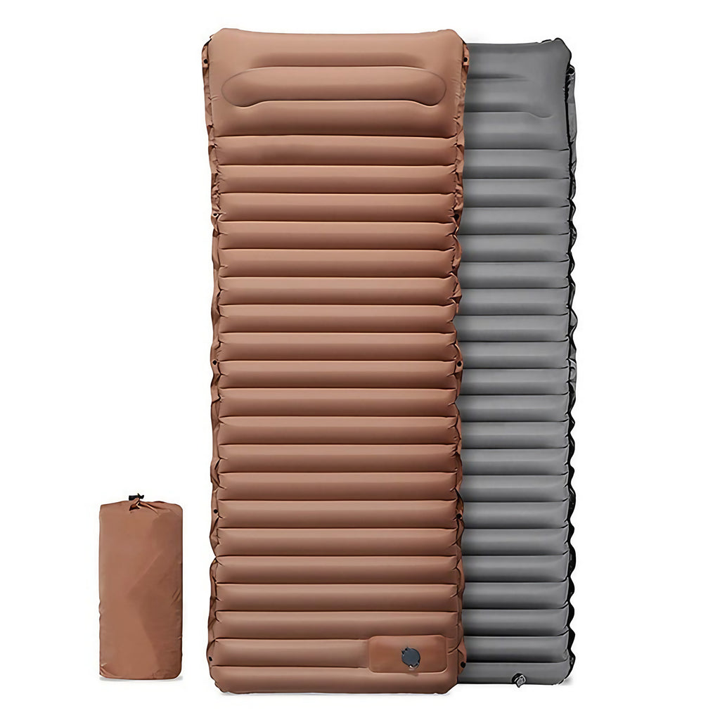 Matelas gonflable avec oreiller intégré, 190 x 66 cm, 950 g, marron