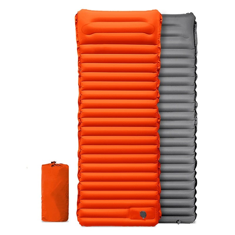 Matelas gonflable avec oreiller intégré, 190 x 66 cm, 950 g, orange