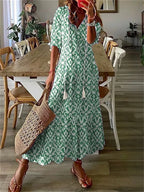Robe longue d'été femme à manches courtes, du S au 3XL, vert