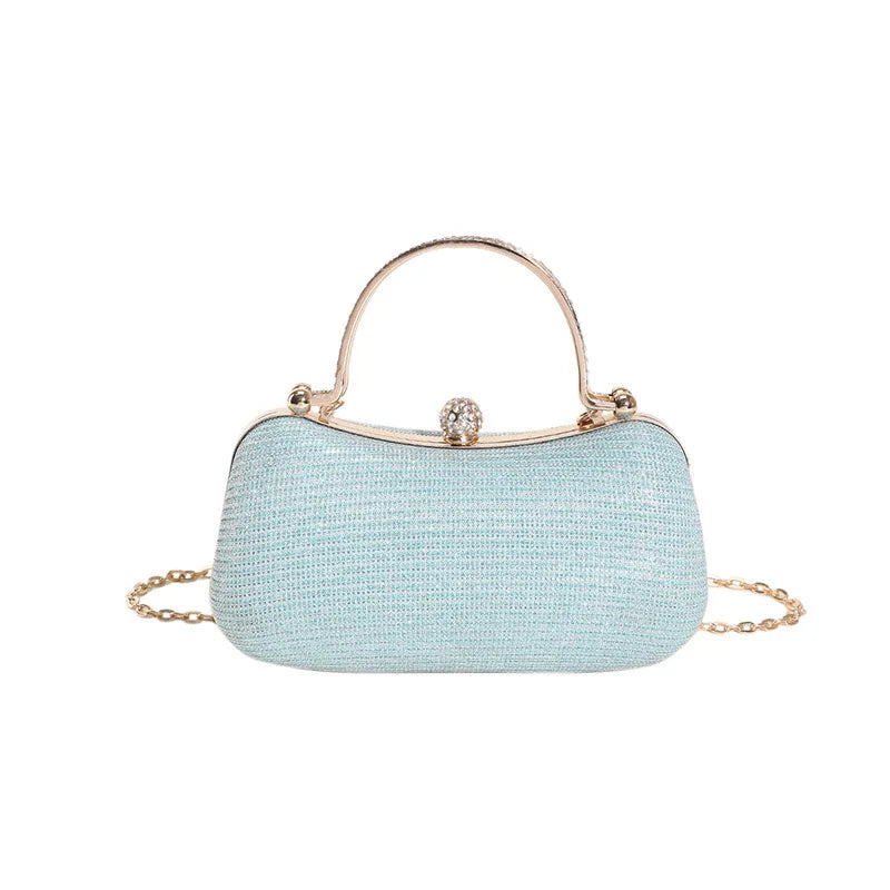 Minaudière à strass femme, chaîne amovible, 17 x 10 cm, bleu