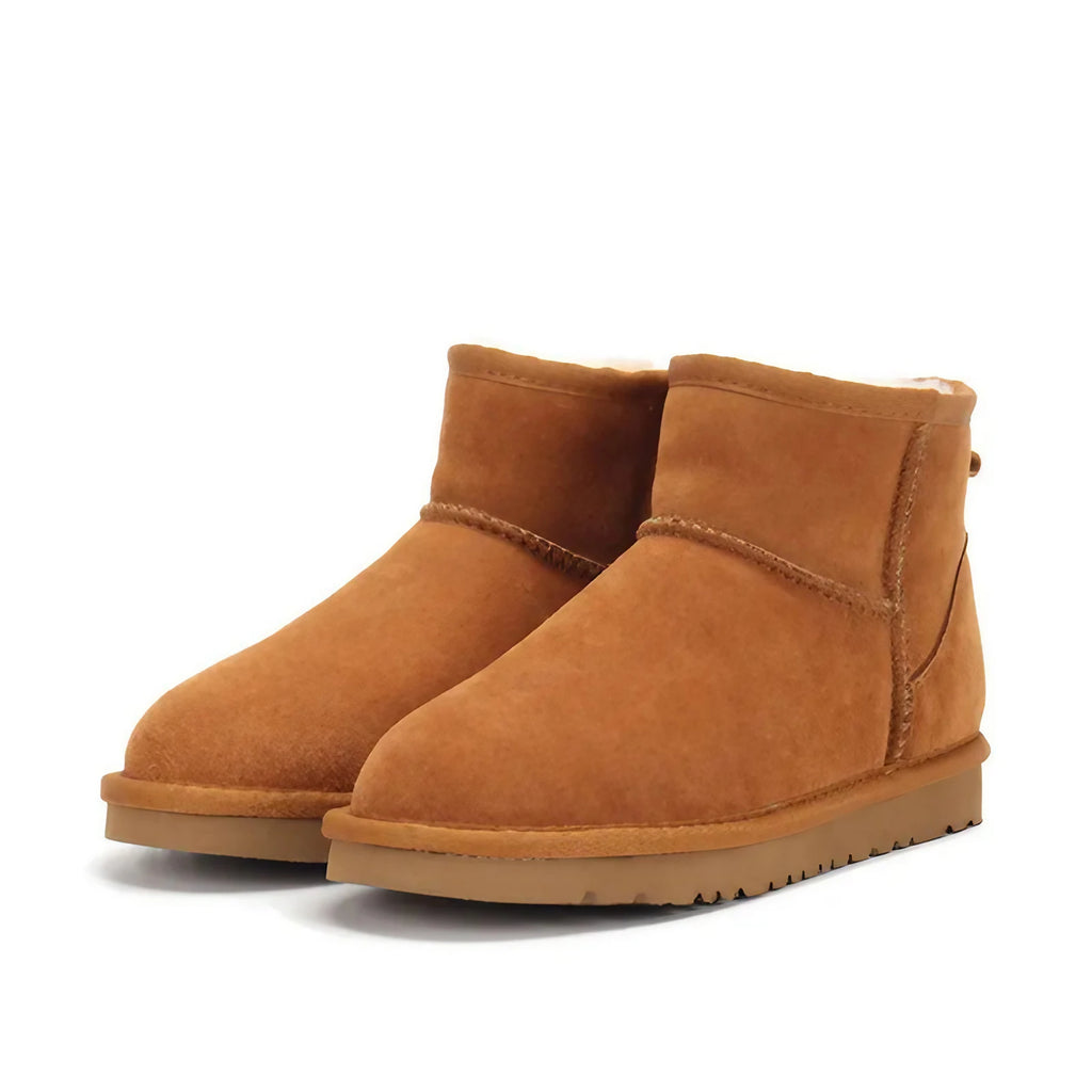 Bottines femme fourrées en peau de mouton, tige de 15 cm, marron