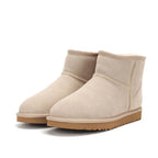 Bottines femme fourrées en peau de mouton, tige de 15 cm, sable