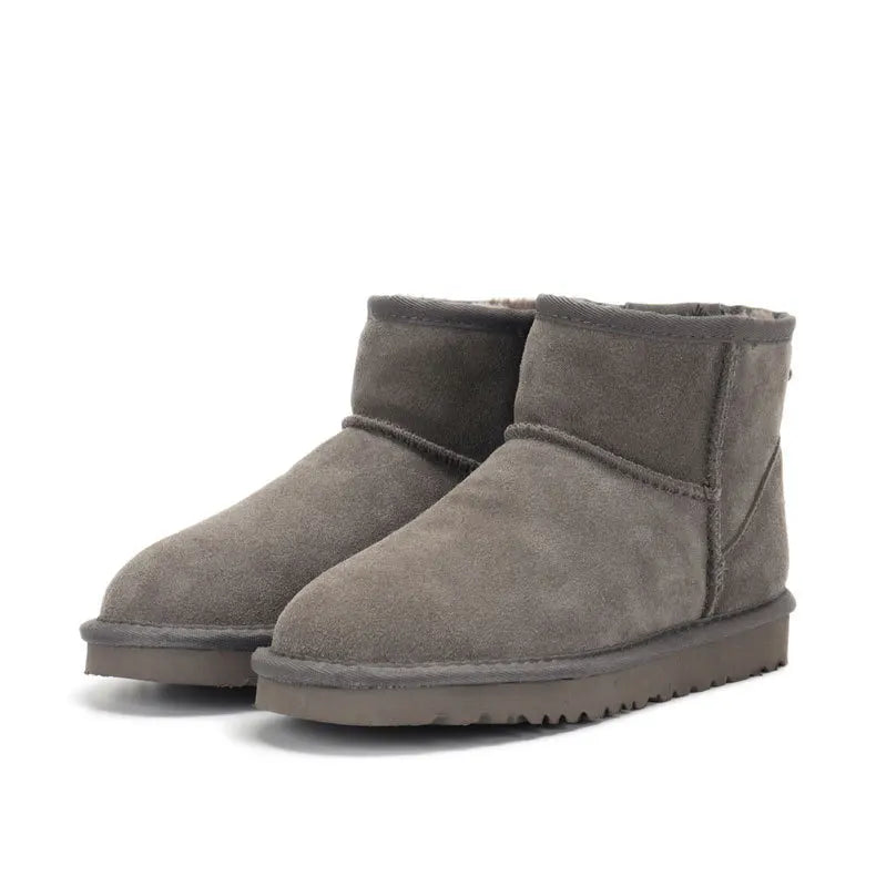 Bottines femme fourrées en peau de mouton, tige de 15 cm, gris