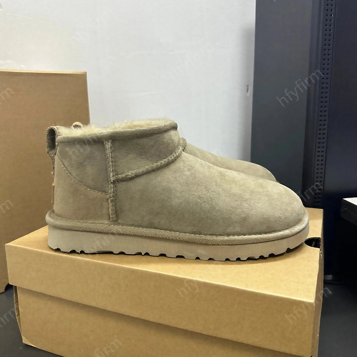 Bottines d'hiver femme en suédine, doublure fourrée, kaki